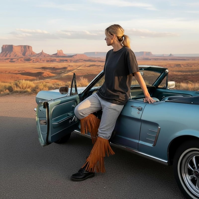 Skicuff Women's Hippie Fringe Boot Covers 60s Leg Warmers Hippie Costume Accessories for Adults, Standard Size, Average Size - Image 5